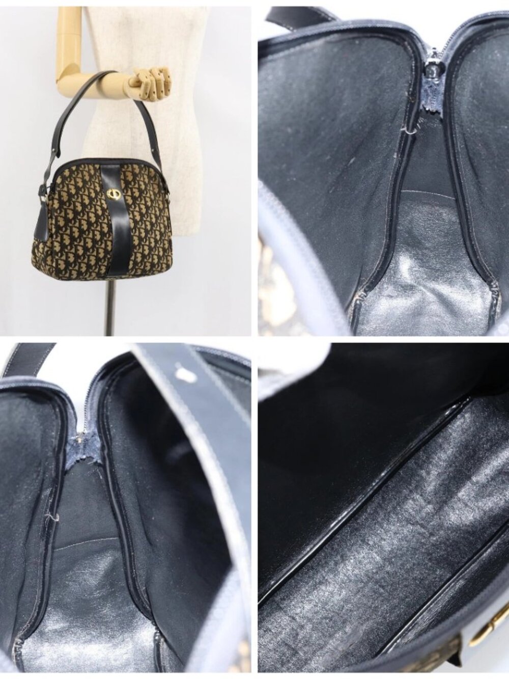 Christian Dior Trotter Canvas Shoulder Bag Navy Gold Auth - Picture 16 of 16